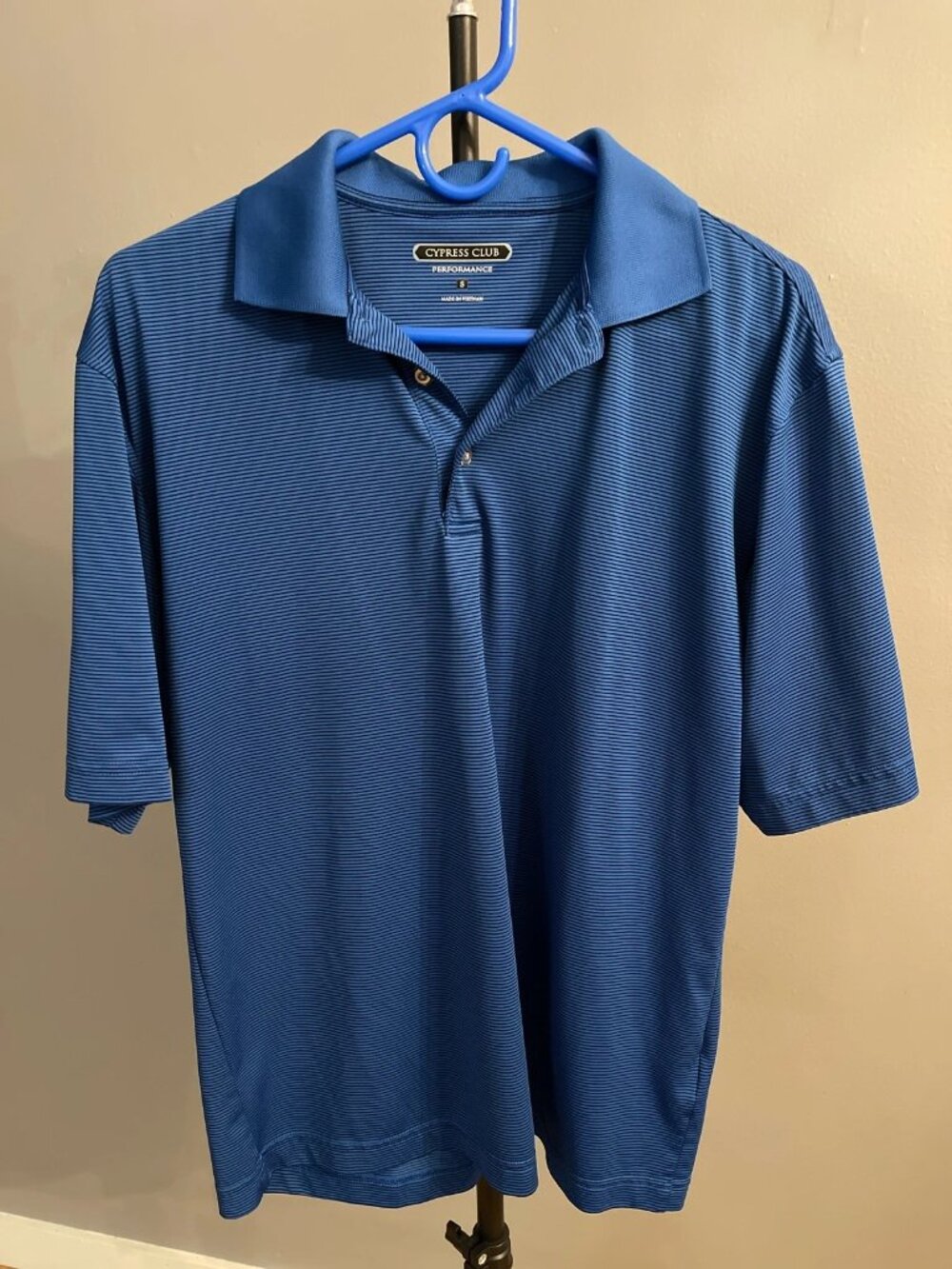 Men’s Polo Shirt - Small - Blue Stripe